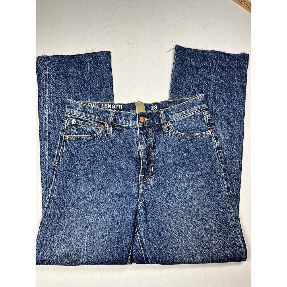 J.CREW Sz 28 Full Length Demi Boot Jeans Kamari Wash 100% Cotton High Waist